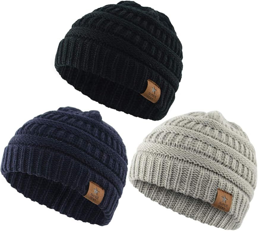 Durio Soft Warm Knitted Baby Hats Caps Cute Cozy Chunky Winter Infant Toddler Baby Beanies for Boys  | Amazon (US)