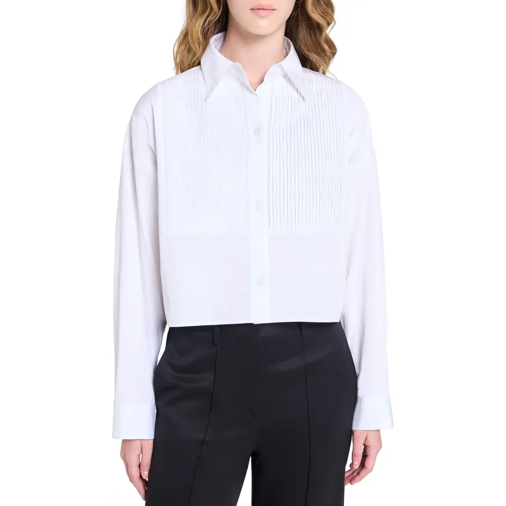 TWP Soon To Be Ex Bib Cotton Button-Up Shirt in White at Nordstrom, Size Petite | Nordstrom