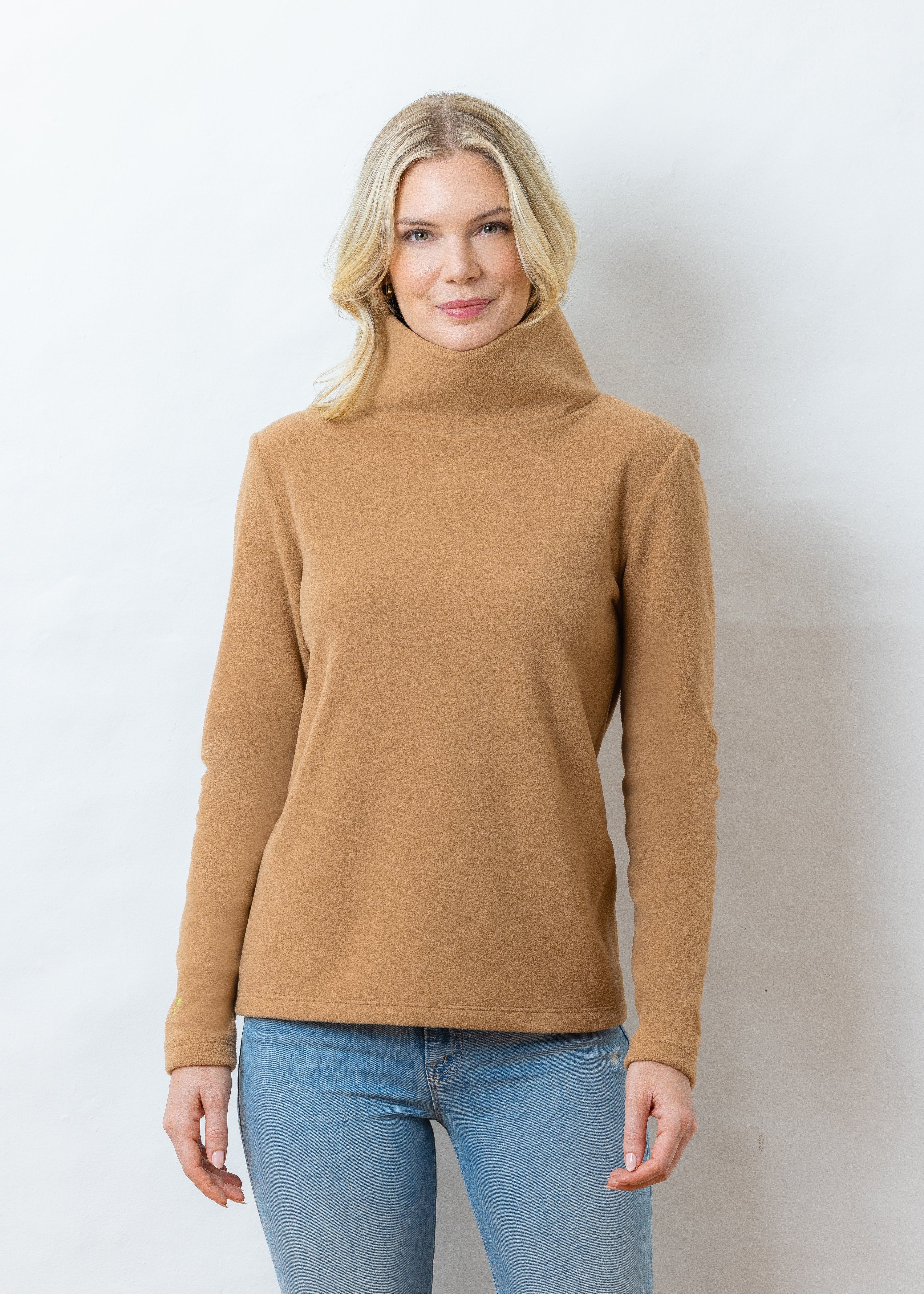 Greenpoint Turtleneck in Vello Fleece (Camel) | Dudley Stephens