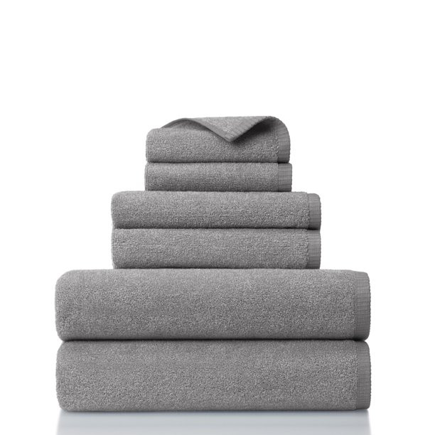 Gap Home Melange Organic Cotton 6 Piece Bath Towel Set Gray | Walmart (US)