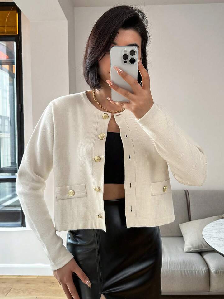 SHEIN Cardigan Monopetto Da Donna Con Scollo Tondo | SHEIN