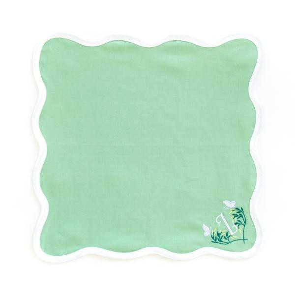 Linen Scalloped Square, Garden Green | The Avenue