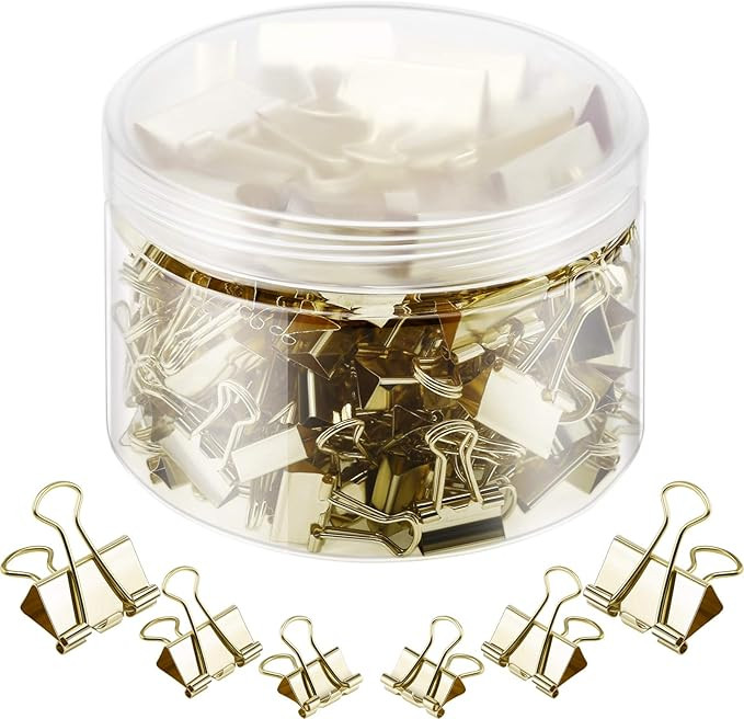 TecUnite 150 Pcs Binder Clips Assorted Sizes Gold Paper Clamps Clips Large Medium Small Office Su... | Amazon (US)