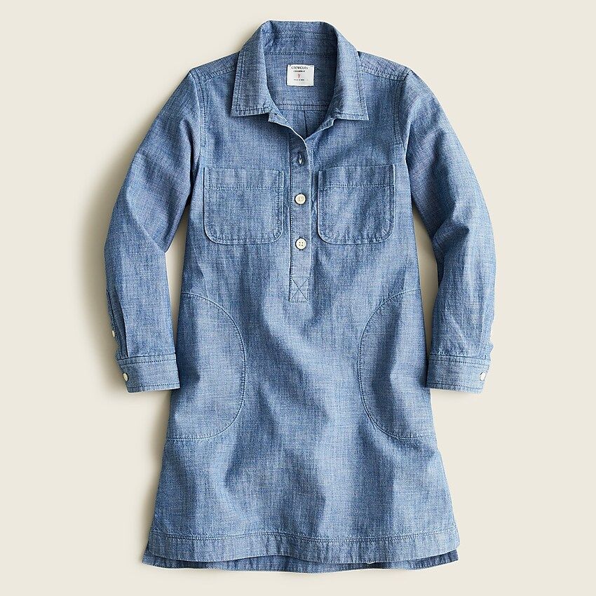 Girls' long-sleeve field dress in chambray | J.Crew US