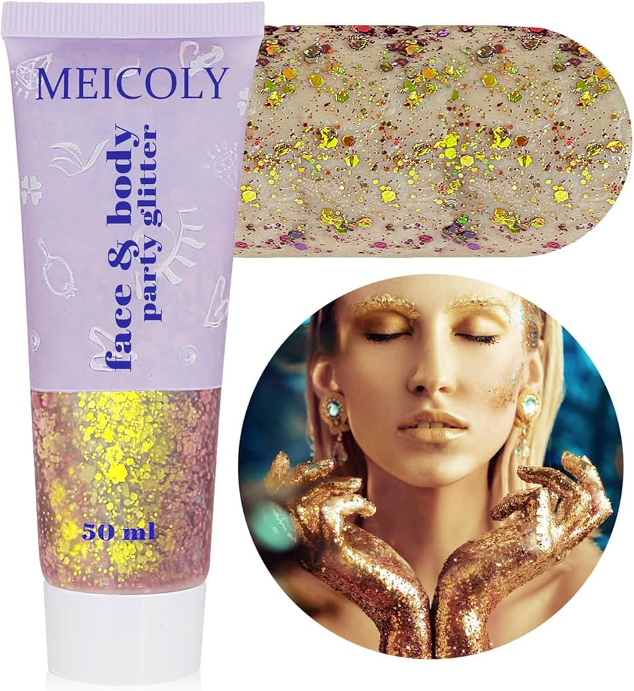 MEICOLY Chameleon Gold Body Glitter,Chunky Glitter Face Paint,Color Changing Mermaid Face Glitter... | Amazon (US)