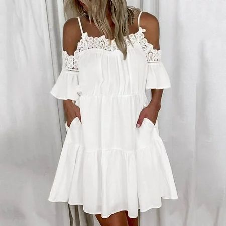 shpwfbe summer dresses for women 2023 casual dresses for women ladies casual sling chiffon off shoul | Walmart (US)