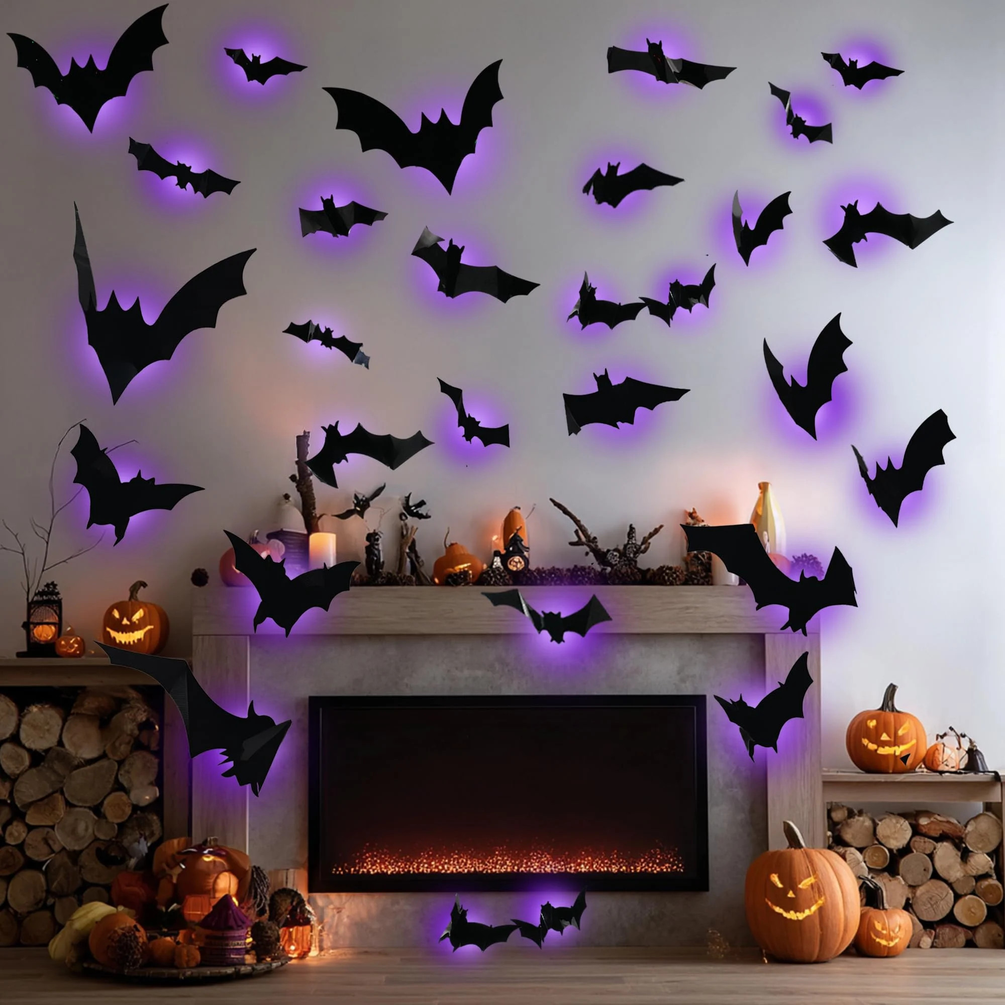 36 Pcs Halloween Bats Wall Decor, Removable Lighted 3D Bats Wall Stickers Assorted Size, PVC Halloween Decorations for Indoor Outdoor Home Window Par | Wayfair North America