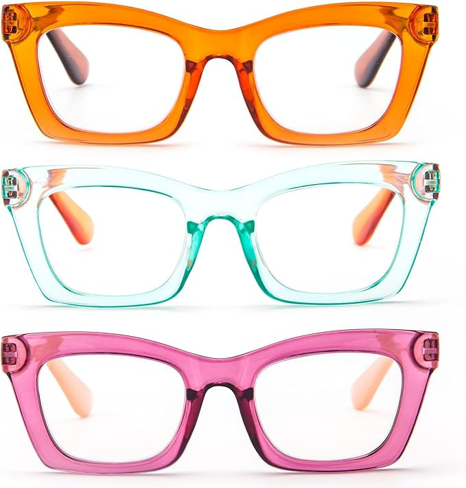 Reading Glasses for Women Oprah Style Oversized Square Spring Hinge Blue Light Blocking Glasses | Amazon (US)