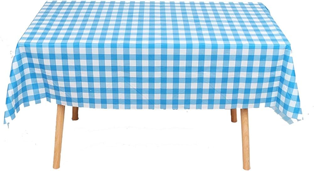 BRICHBROW Blue and White Premium Plastic Checkered Flag Tablecloths Picnic Table Covers, Tablecov... | Amazon (US)