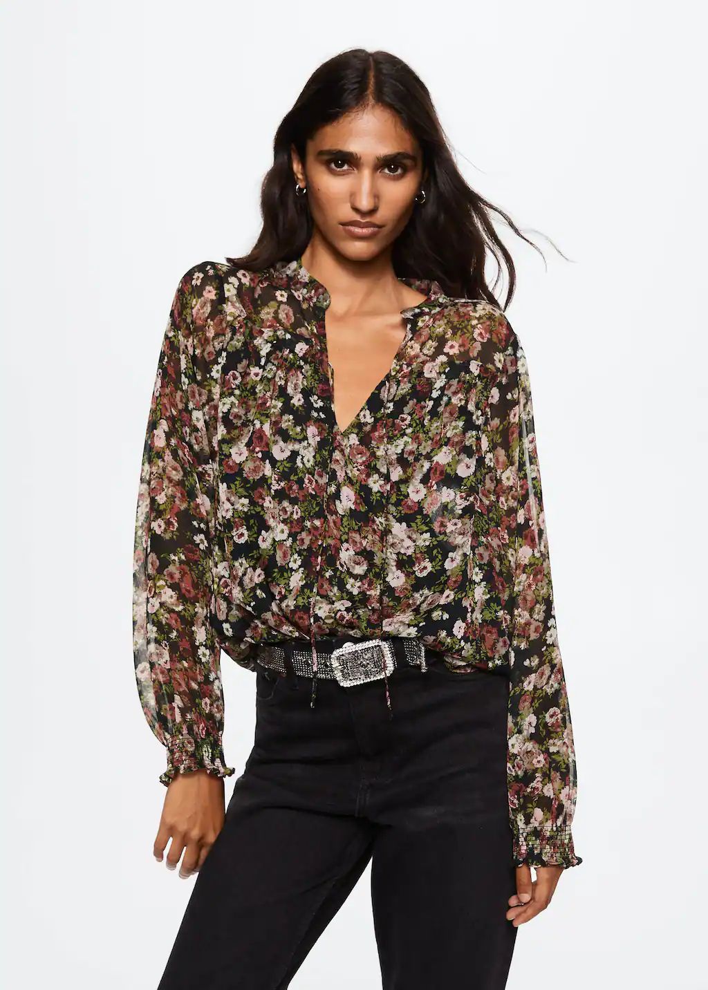 Floral print blouse -  Women | Mango USA | MANGO (US)