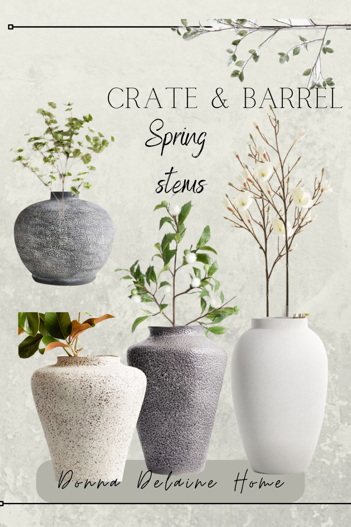 Crate & Barrel has beautiful faux stems✨investment quality that will last for years! 
And I’ve always loved their vases✨
Modern organic home decor. Faux greenery, modern vases 

#LTKhome
