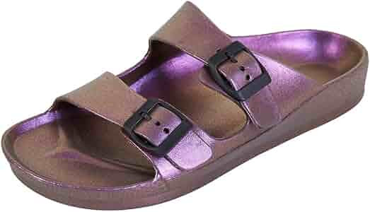FUNKYMONKEY Women's Comfort Slides Double Buckle Adjustable EVA Flat Sandals | Amazon (US)