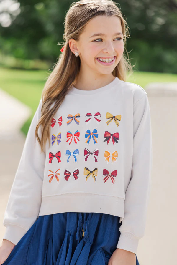 Girls: Team Spirit Bone Graphic Sweatshirt | The Mint Julep Boutique