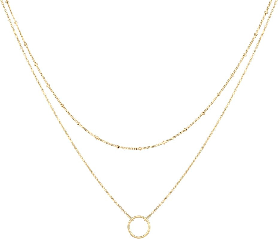 MEVECCO Layered Heart Necklace Pendant Handmade 18k Gold Plated Dainty Gold Choker Arrow Bar Laye... | Amazon (US)