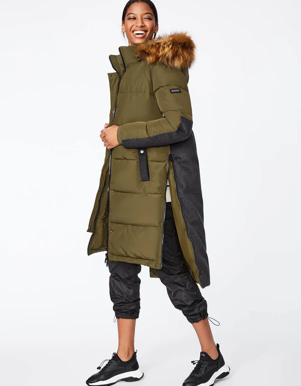 Outdoorsy Wool Combo Puffer Coat | Bernardo Fashions