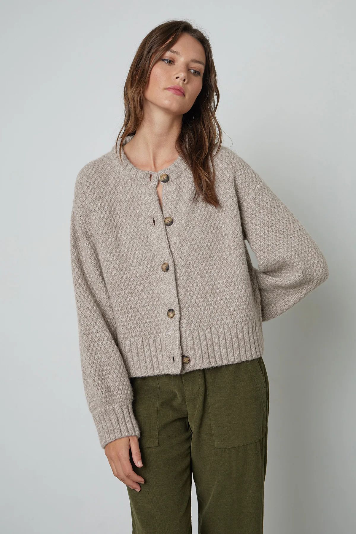 GRACE BABY ALPACA LIGHT BUTTON FRONT CARDIGAN | Velvet by Graham & Spencer