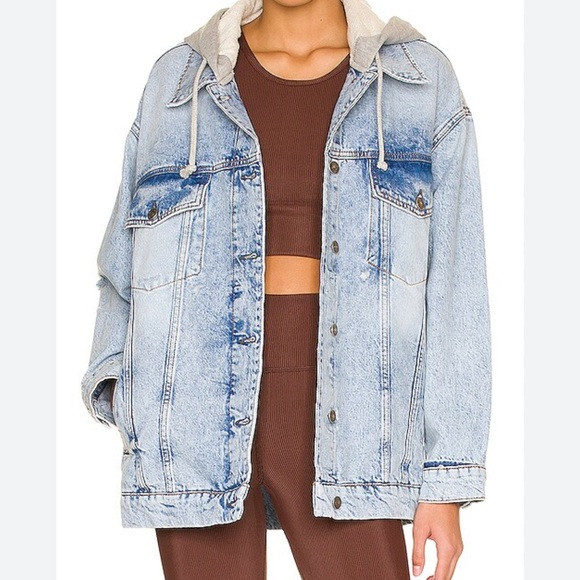 Free People Flawless Hooded Women's Light Blue Denim Jacket | Poshmark