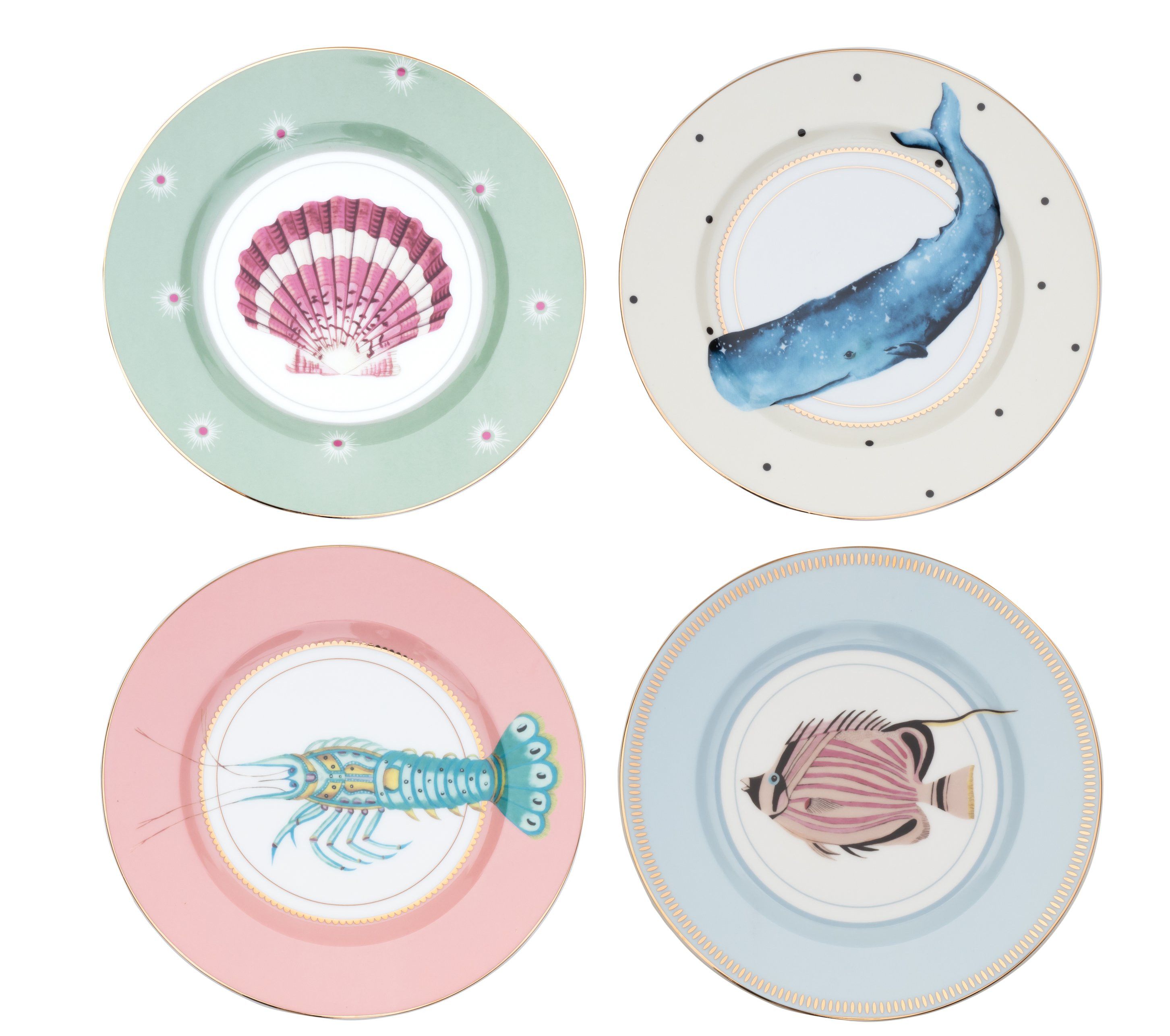 Set Of 4 Under The Sea Side Plates | Wolf & Badger (US)