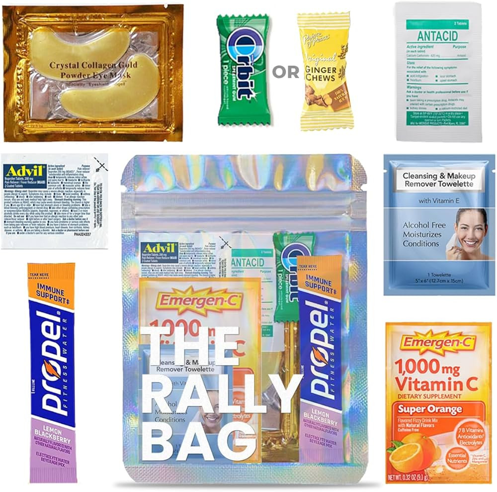 The Rally Bag - 1 Pre-Filled Hangover Kit for Bachelorette Party Favors, 21st Birthdays, Weddings... | Amazon (US)