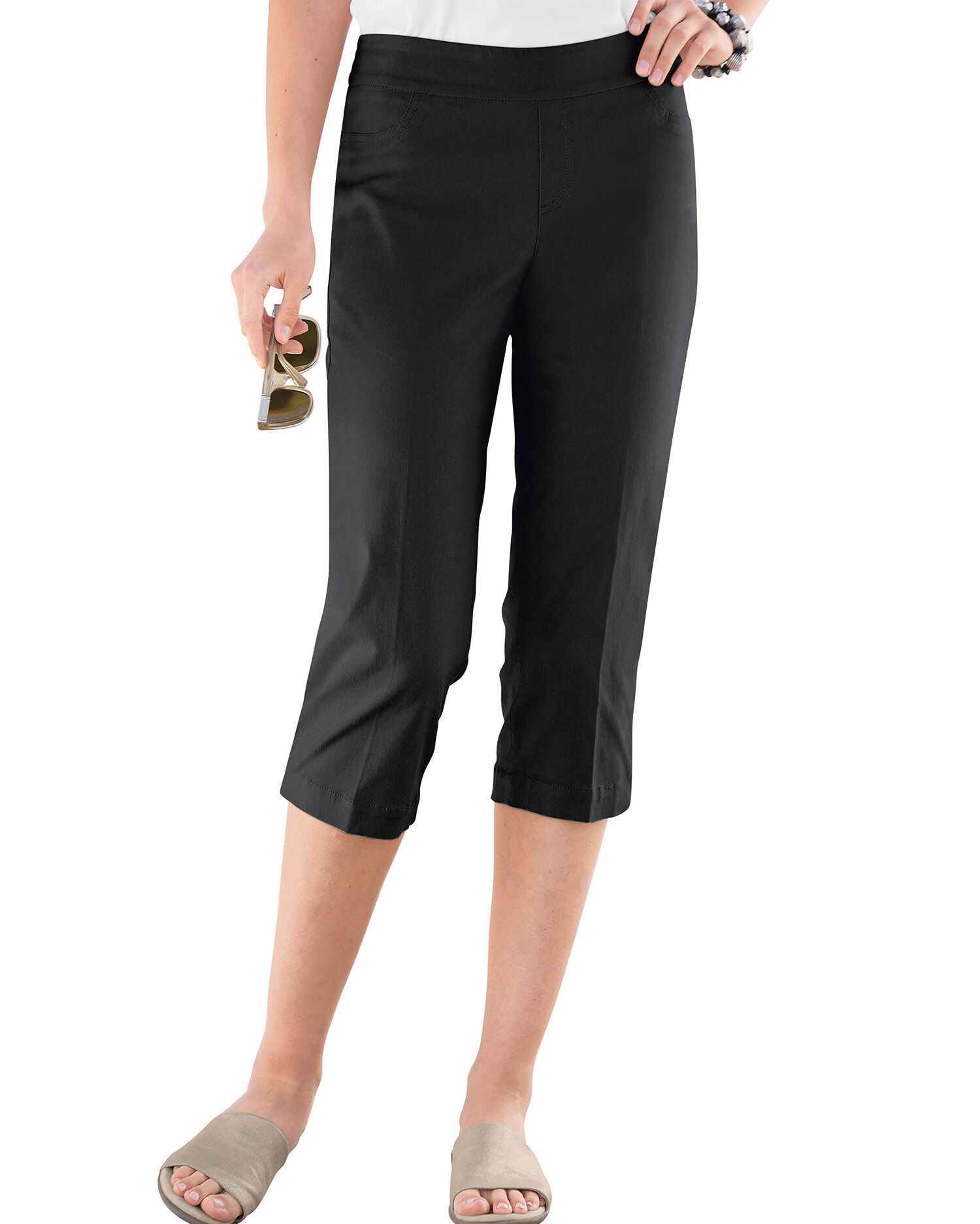 Appleseeds Women's SlimSation® Capris - Black - 8P - Petite | Appleseed’s