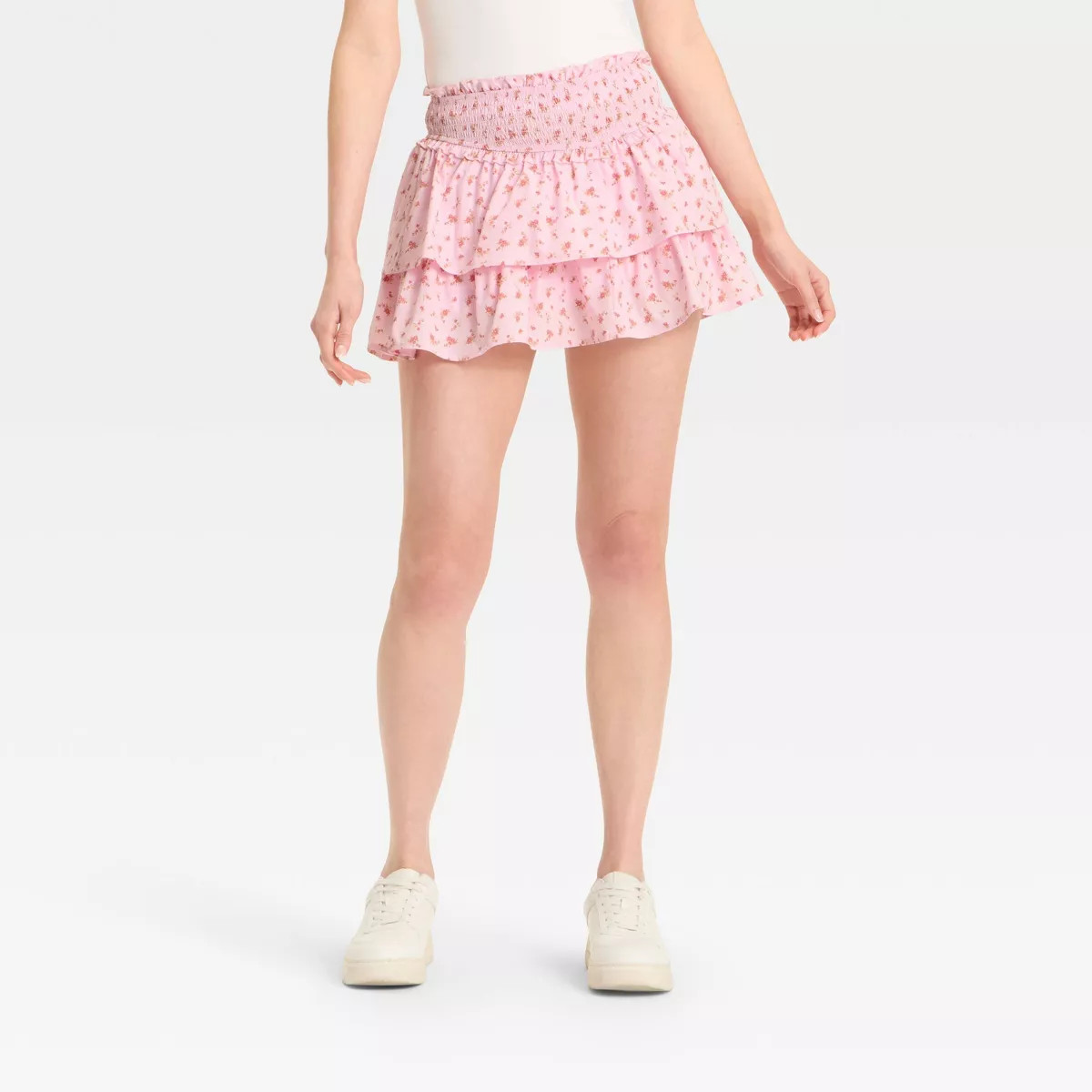 Women's Tiered Mini Skort - Wild Fable™ Light Pink Floral XS | Target