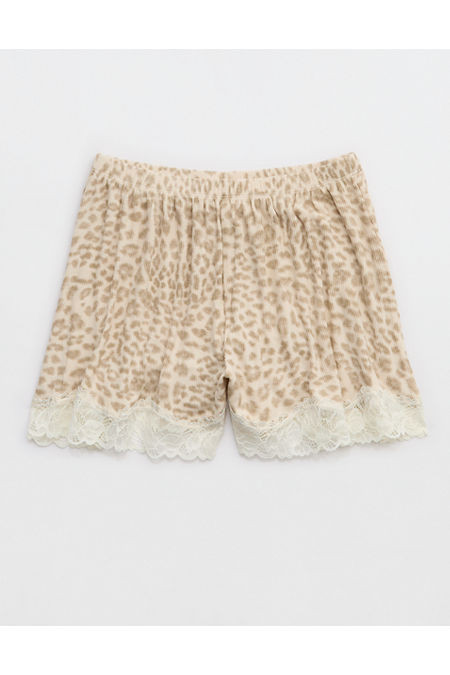 OVERSLEPT by Aerie Real Soft Ribbed Pajama Short Women's Cake Batter L | Aerie
