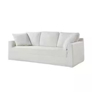 JAYDEN CREATION Cedric Modern 85 in. Square Arm Polyester Upholstery Rectangle Slipcovered Sofa i... | The Home Depot