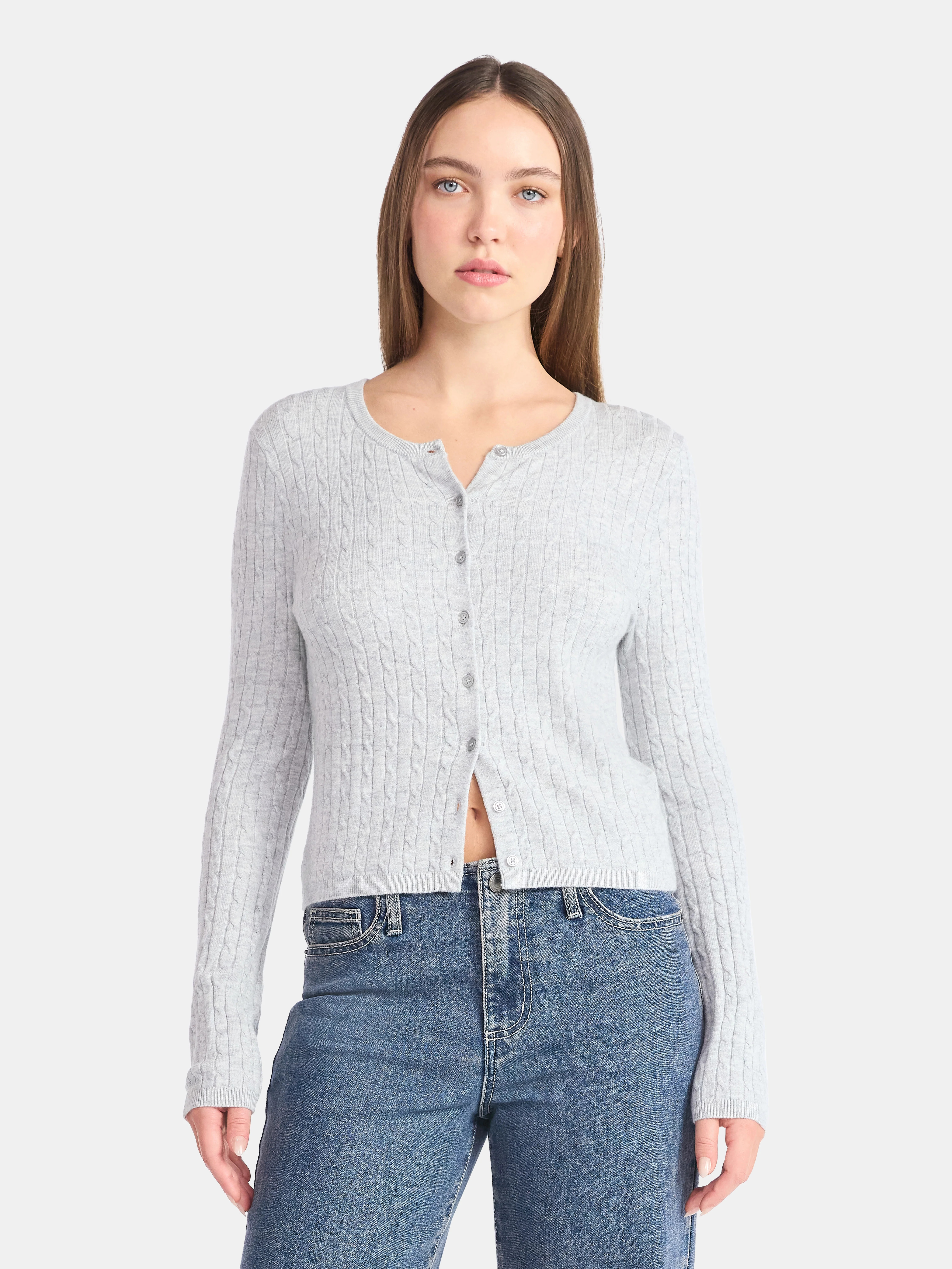 No Boundaries Button-Front Cardigan, Women's | Walmart (US)