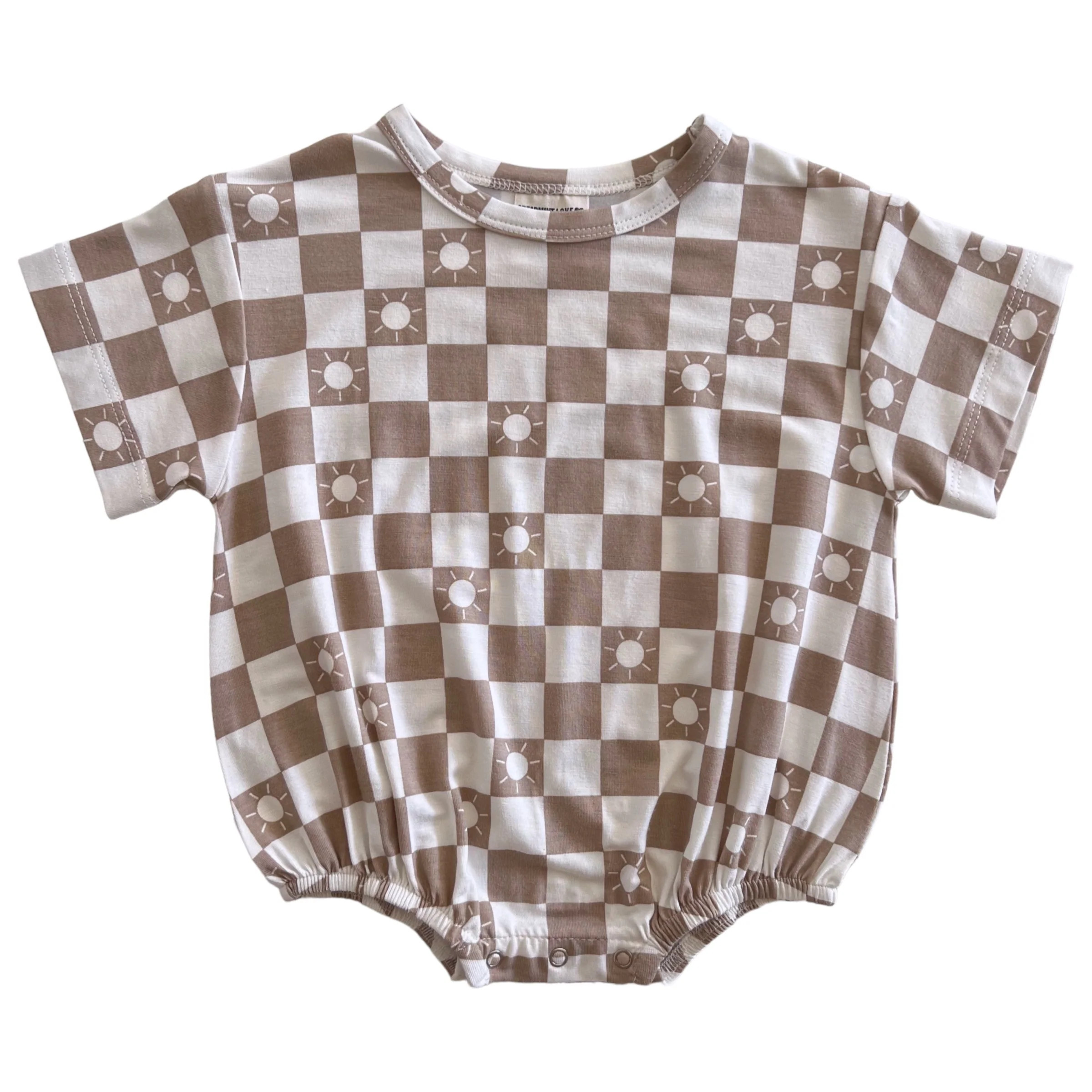 T-Shirt Bubble, Tan Sun Checkerboard | SpearmintLOVE