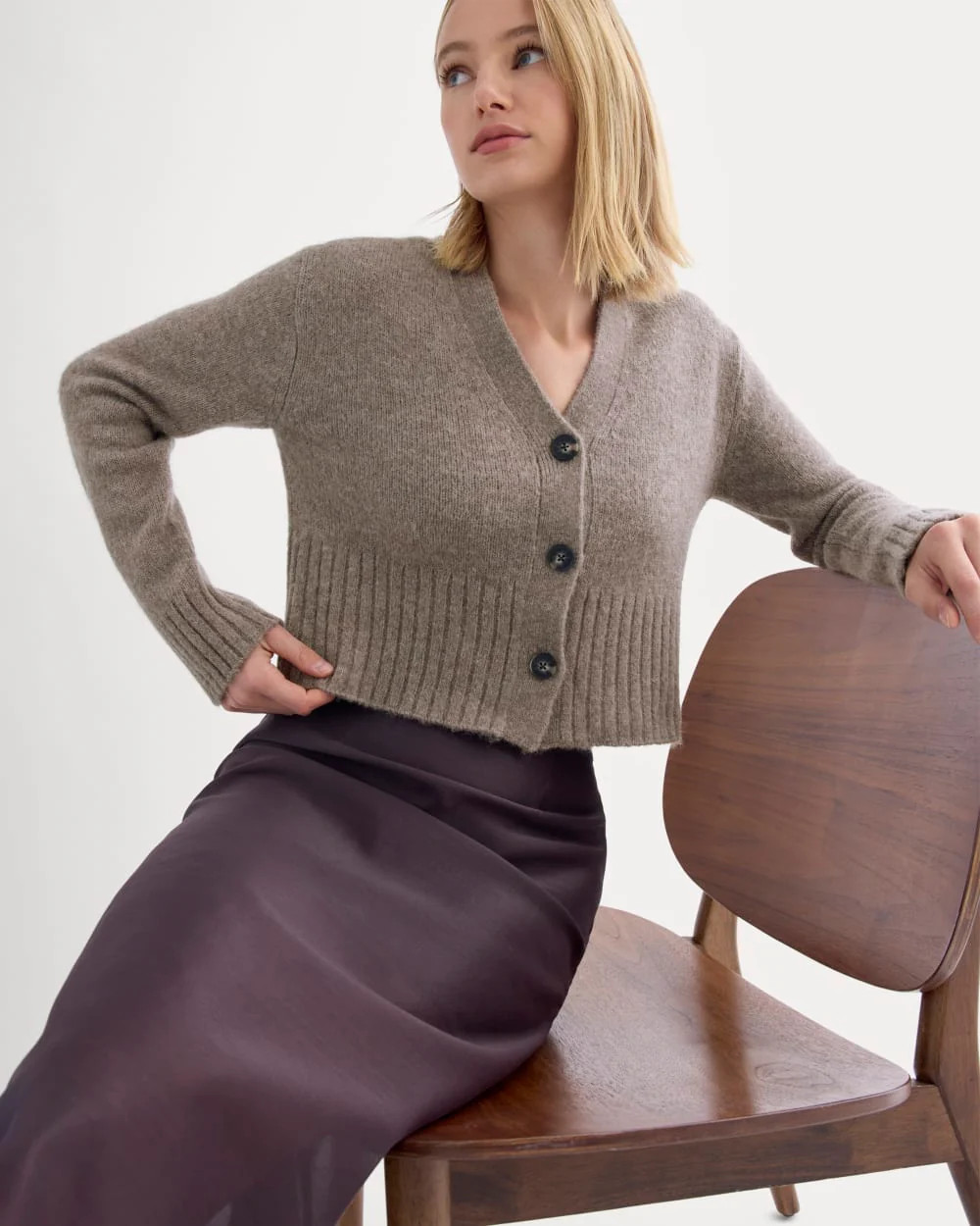High V Cropped Cardigan in Alpaca | Taupe Melange | Everlane