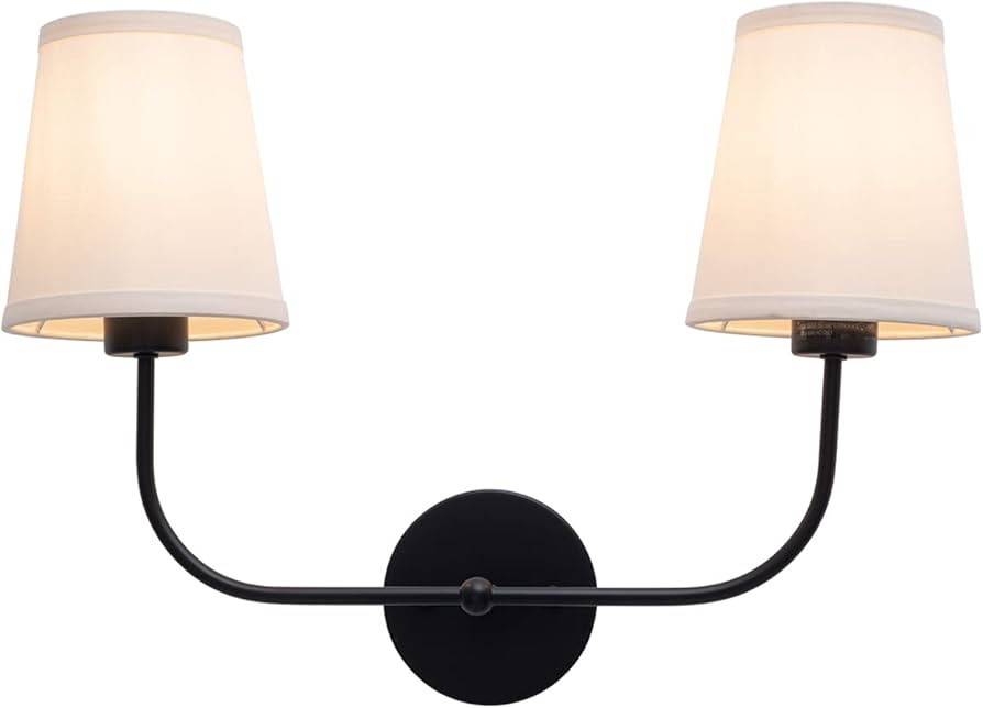 VILUXY Vintage Double Sconce Antique Wall Sconces Bedside Wall Lighting Fixture with Off-White Fa... | Amazon (US)