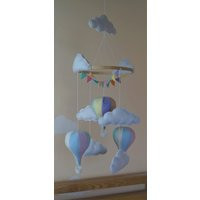 Unisex Hot Air Balloon Nursery Baby Mobile With Bunting in Pastel Rainbow | Etsy (UK)
