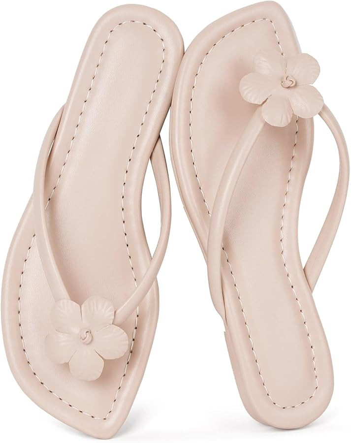 CORNMOOD Womens Flip Flops Thong Sandals Square Toe Slip On Summer Beach Flat Sandals for Women C... | Amazon (US)