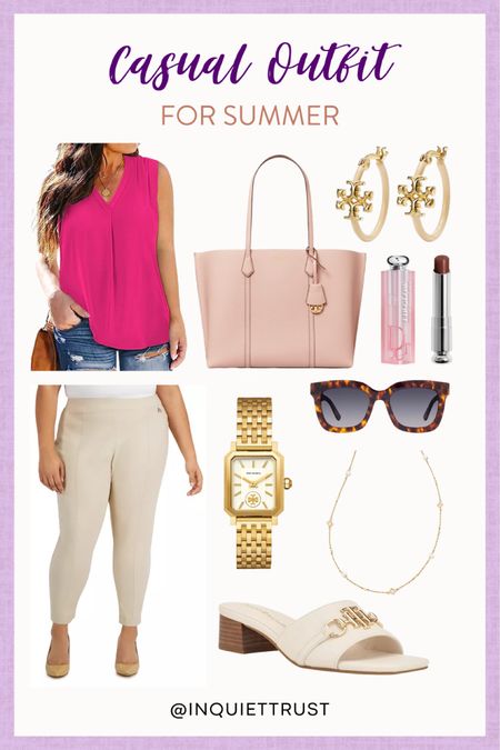 This stylish summer outfit includes a pink tank top, pants, accessories, and more!

#casualstyle #outfitinspo #summerfashion #summerstyle #curvyoutfit

#LTKSeasonal #LTKFind #LTKstyletip