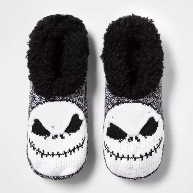 Women's Nightmare Before Christmas Pull-On Microsuede Slipper Socks - Black 4-10 | Target