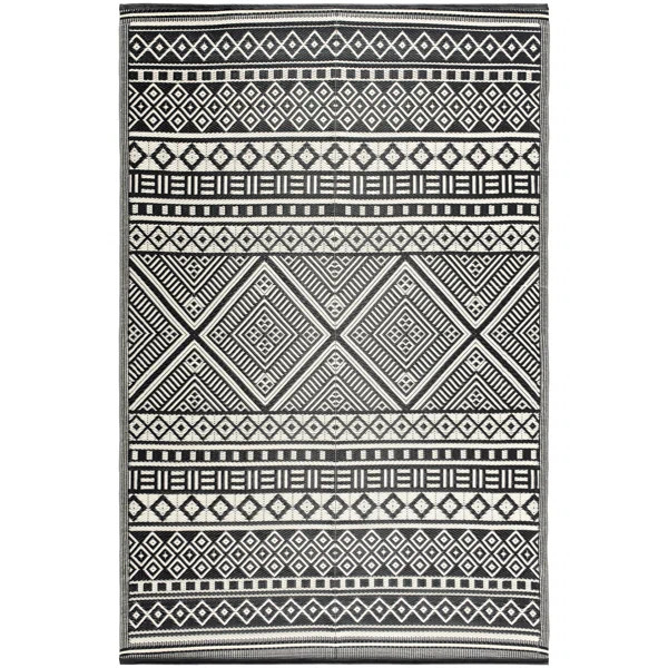 Timmerman Plastic Black / White Indoor/Outdoor Rug | Wayfair North America