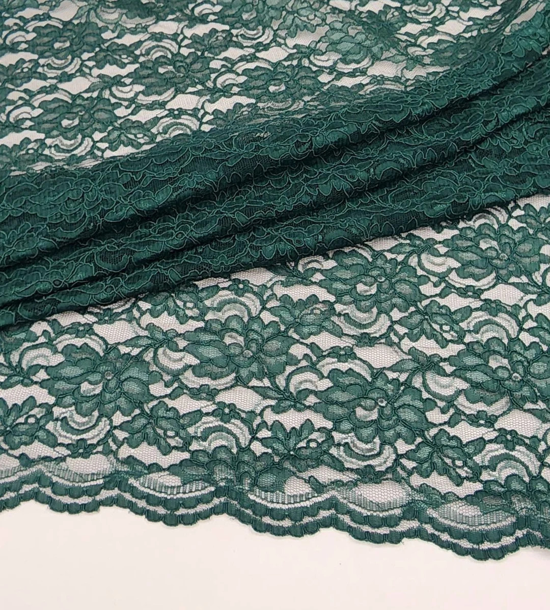 HUNTER GREEN Corded Floral Alencon Lace Fabric by the Yard for Bridal - Gown - Wedding - Bridesma... | Etsy (US)