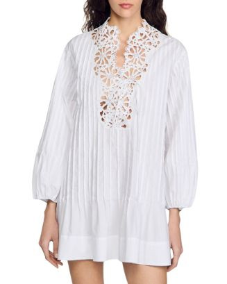 Sandro Lace Trim Mini Dress  | Bloomingdale's Women | Bloomingdale's (US)