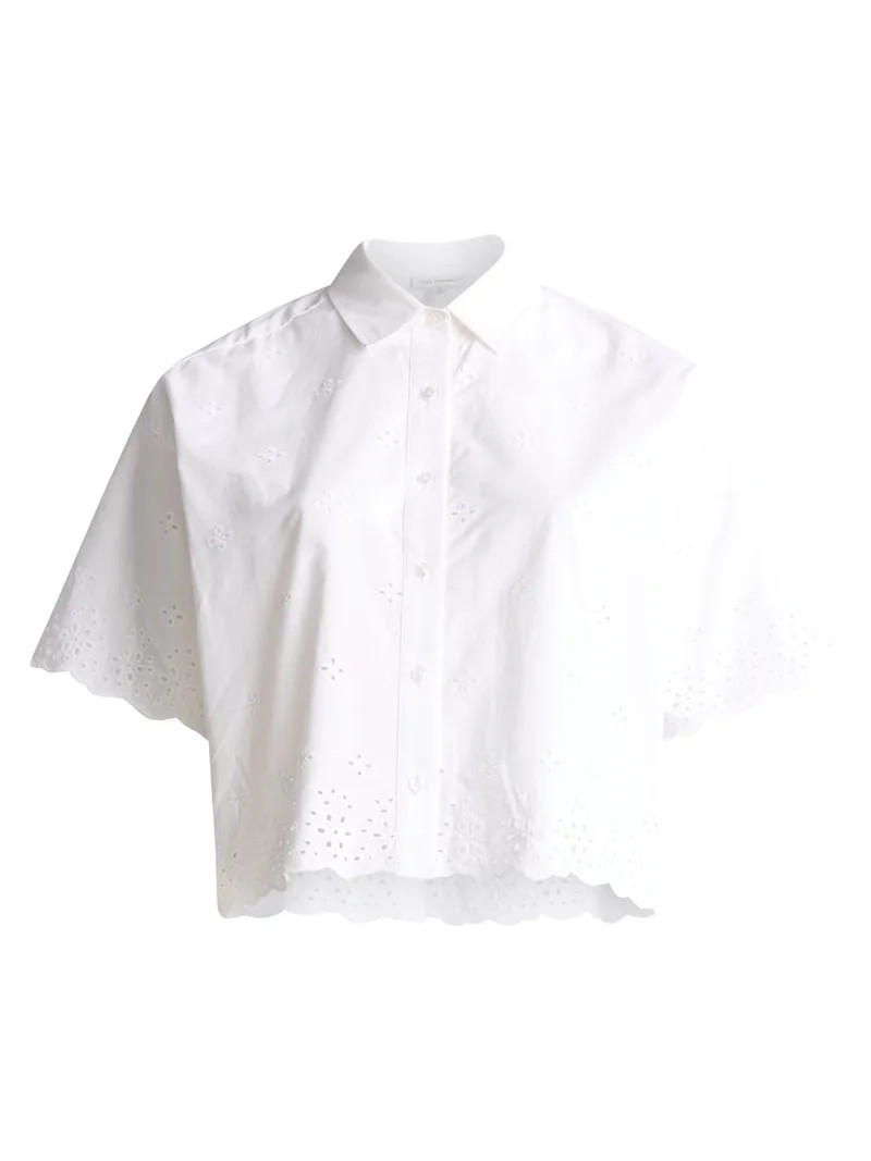 Free Assembly Women's and Women's Plus Cropped Cotton Eyelet Shirt, Sizes XS-4X - Walmart.com | Walmart (US)