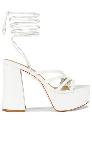 Elsa Platform Heeled Sandal in White | Revolve Clothing (Global)