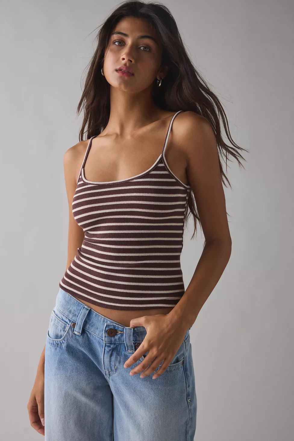 Lioness Carrie Striped Scoop Neck Cropped Cami | Urban Outfitters (US and RoW)