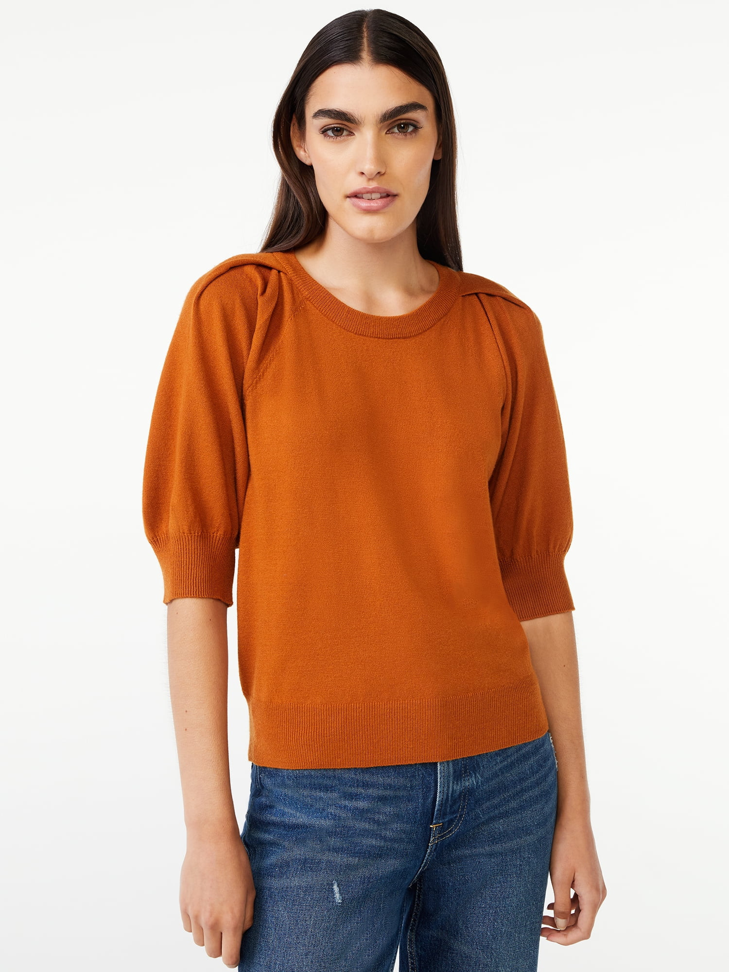Free Assembly Women's Pleat Shoulder Sweater - Walmart.com | Walmart (US)