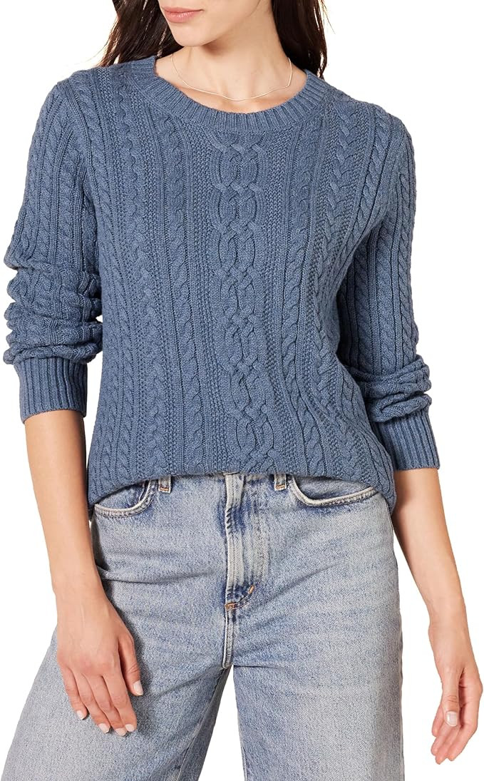 Amazon Essentials Women's Soft Fisherman Cable Knit Long-Sleeve Crewneck Sweater (Available in Pl... | Amazon (US)