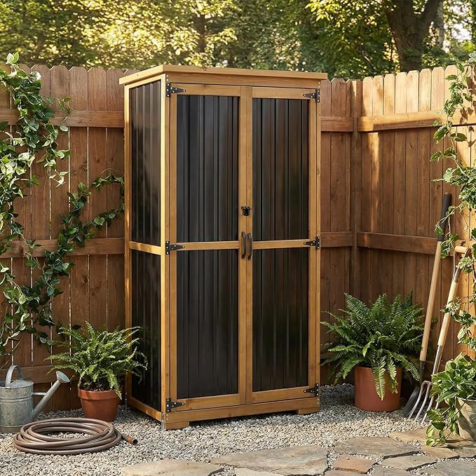 Outdoor Storage Cabinet Waterproof with Shelves, Small Storage Shed, Vertical Tall Patio Backyard... | Amazon (US)