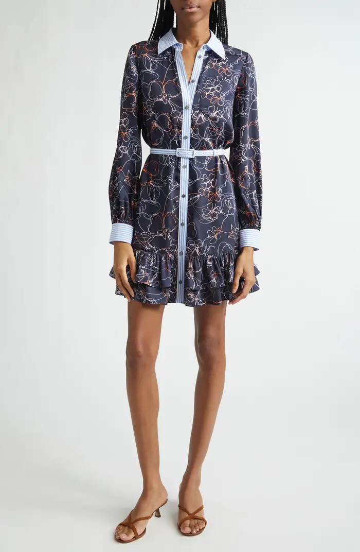Malvia Floral Print Long Sleeve Shirtdress | Nordstrom