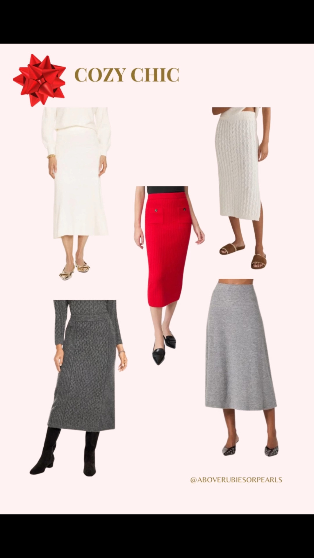 Cozy Chic: Midi Skirts 🤍
Soft knits and timeless textures for a warm, polished winter look. Pair with turtlenecks and boots for effortless holiday style.

Featured: Ann Taylor, ASTR the Label, and Talbots favorites.
Tap to shop from my Modest Fashion Gift Guide. 🎁

#ModestFashion #CozyChicStyle

#LTKHoliday #LTKGiftGuide #LTKSeasonal
