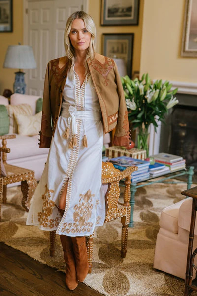 Short Sleeve Coatue Caftan - Camel | Julia Amory