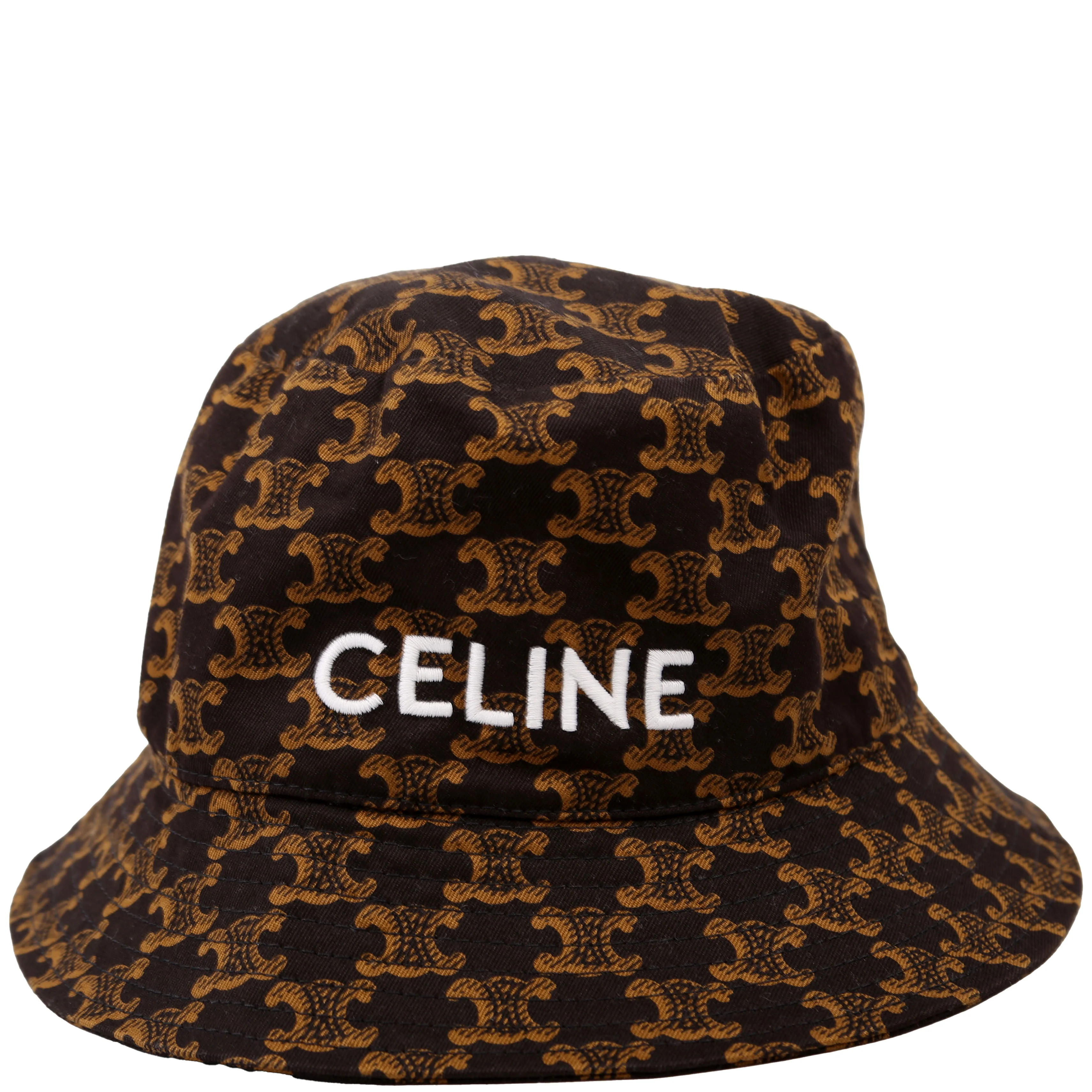 Triomphe Canvas Logo Bucket Hat Size Small 56 Brown | Keeks Designer Handbags