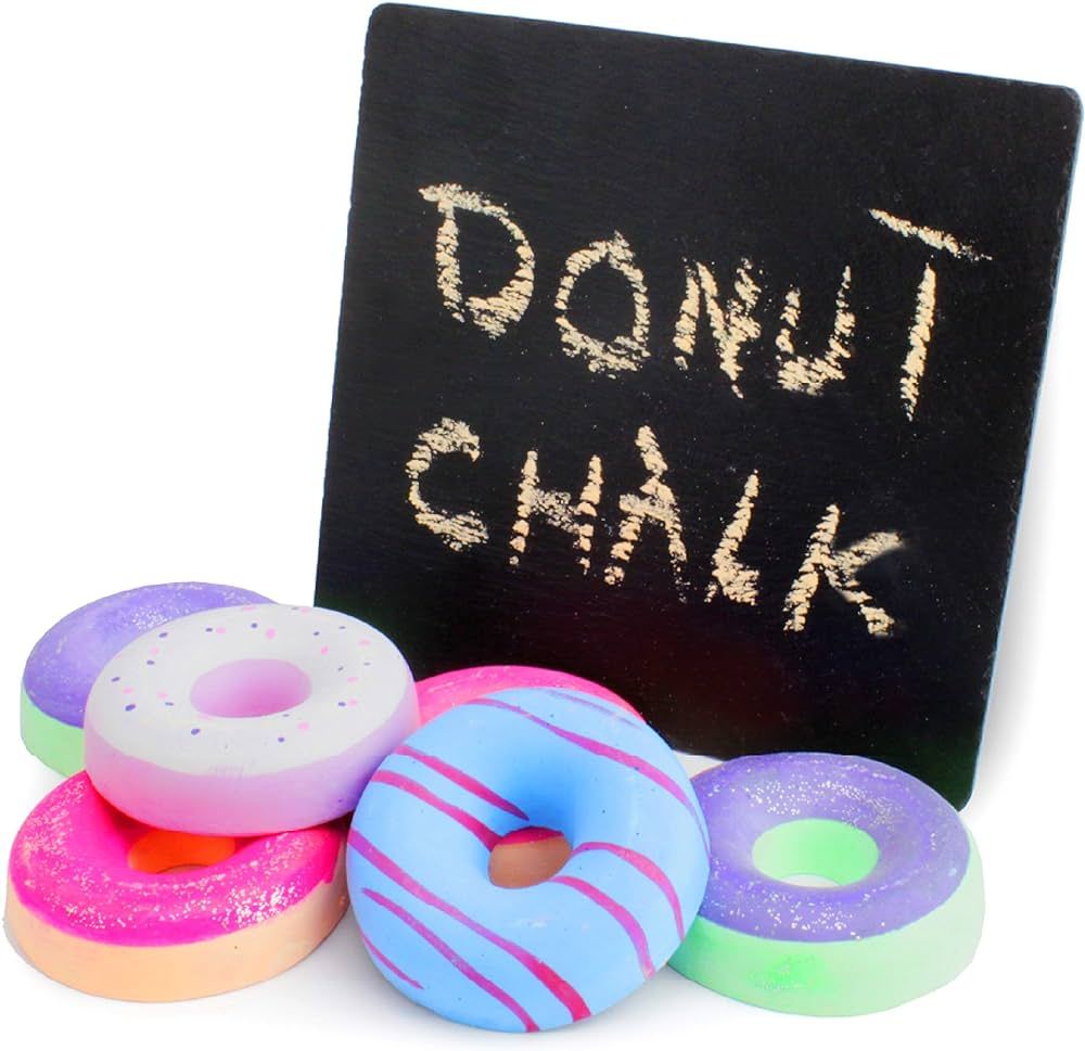 Boley Donut Chalk - 6 Piece Set of Jumbo Multi-Colored Sidewalk Chalk for Indoor & Outdoor Use - ... | Amazon (US)