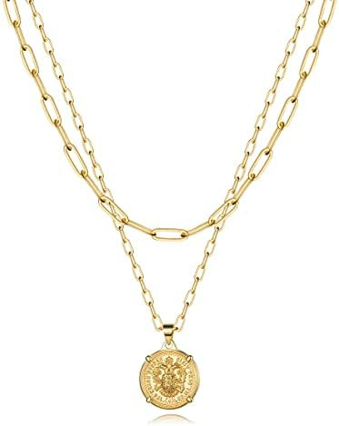 Dainty Gold Choker Necklaces for Women - 14K Gold Plated Handmade Medallion Snake Link Chain Cross Star Moon Adjustable Simple Choker Necklaces for Women Jewelry | Amazon (US)